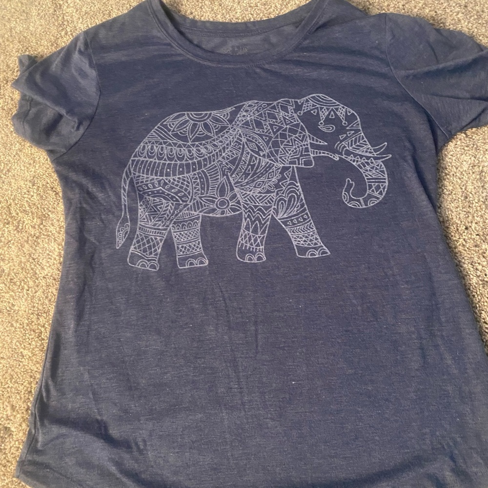 Zoe & Liv blue t shirt with elephant.